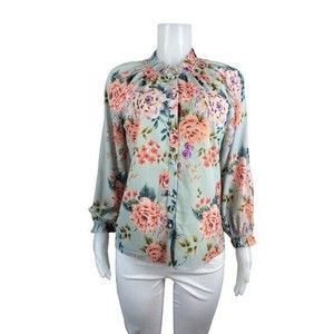 F. Yumi Kim Women Top Size S Floral Blouse Long Sleeve High Neck Button $148